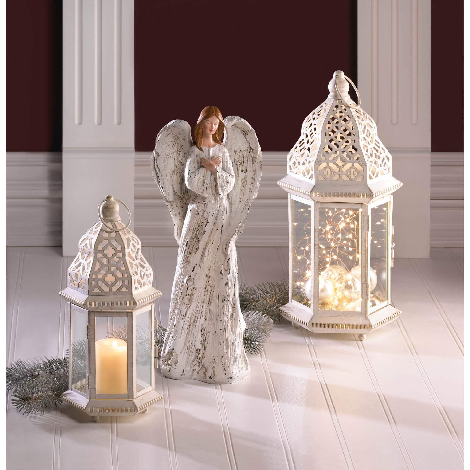 16'' Sublime Distressed White Lantern